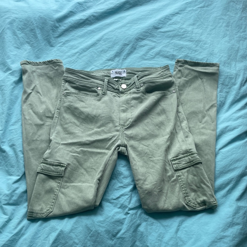 Light Green Paige Skinny Cargo Jeans